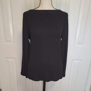 J. Crew Black Ribbed Long-sleeve Top. Size Medium